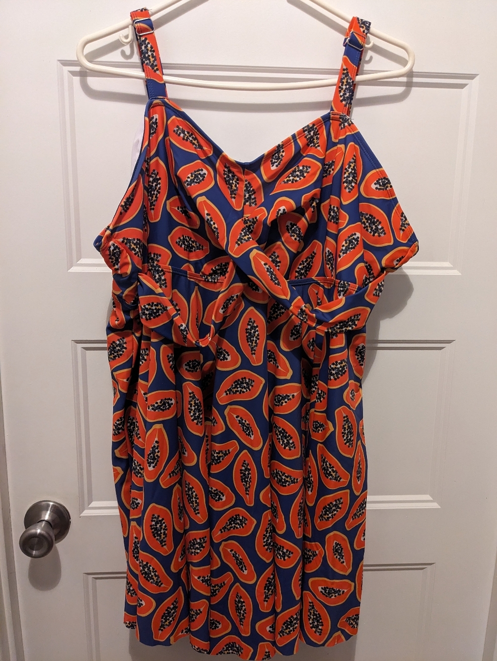 BloomChic Papaya Print Twist Front Swimdress & High Waist Bottom Set 4XL
